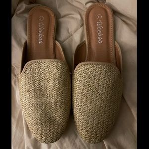 Nude Raffia Mules